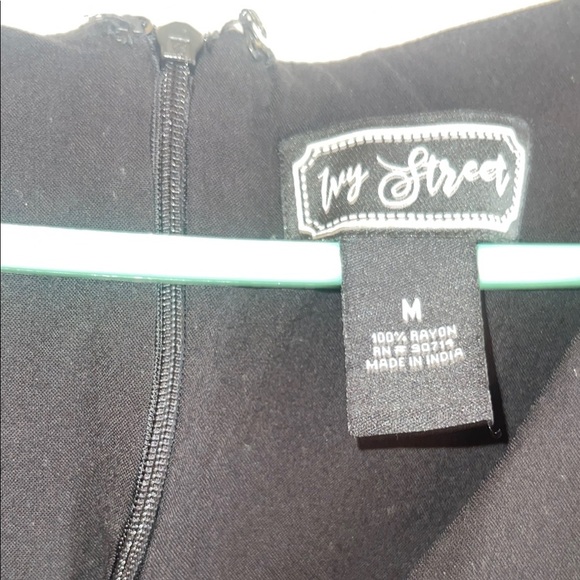 Black V-Neck Flutter Sleeve Cocktail Gown - Picture 6 of 10